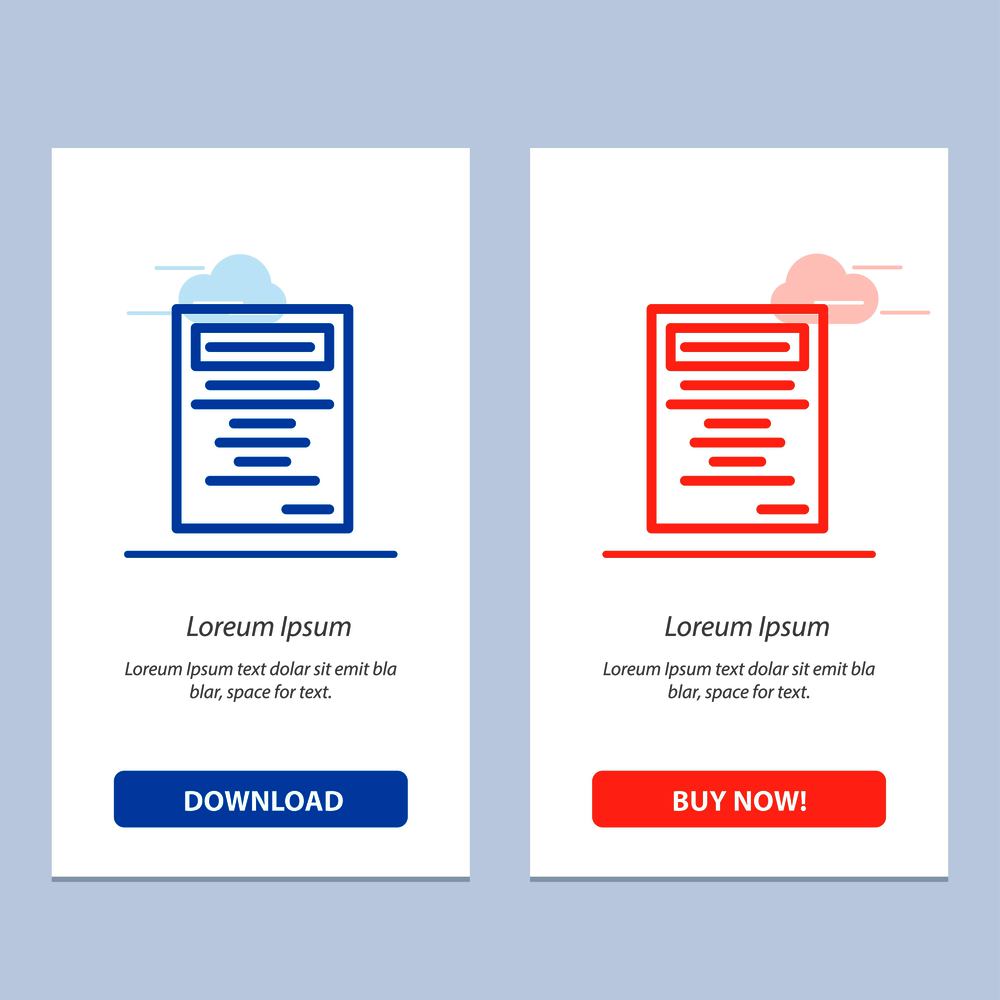 Book, Education, Study  Blue and Red Download and Buy Now web Widget Card Template