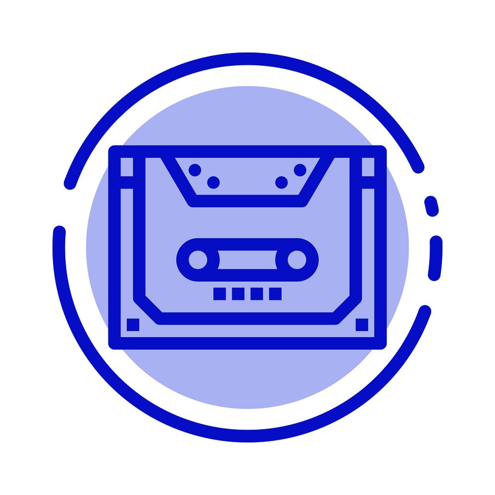 Analog, Audio, Cassette, Compact, Deck Blue Dotted Line Line Icon