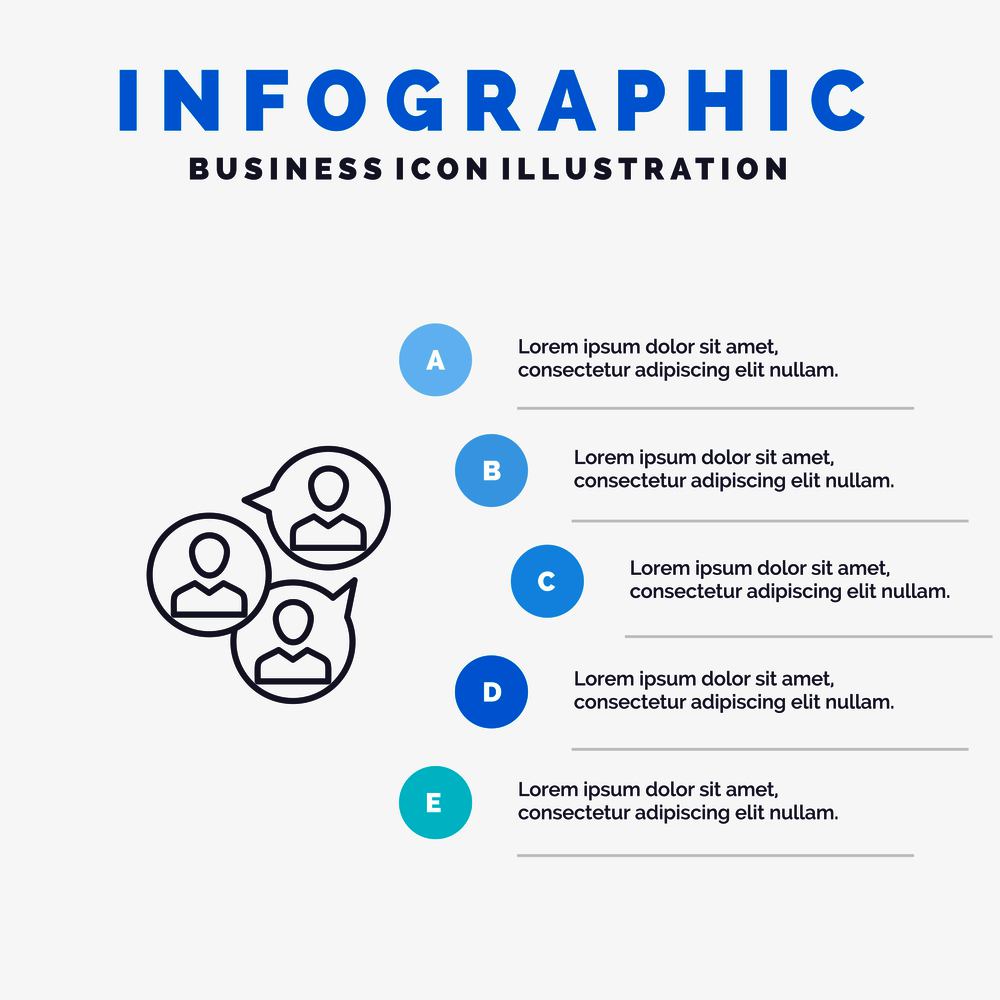 Focus Group, Business, Focus, Group, Modern Line icon with 5 steps presentation infographics Background