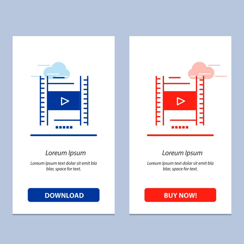 Video, Lesson, Film, Education  Blue and Red Download and Buy Now web Widget Card Template