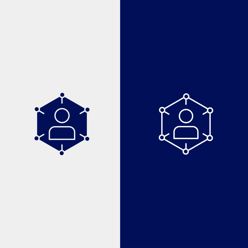 Connection, Communication, Network, People, Personal, Social, User Line and Glyph Solid icon Blue banner Line and Glyph Solid icon Blue banner