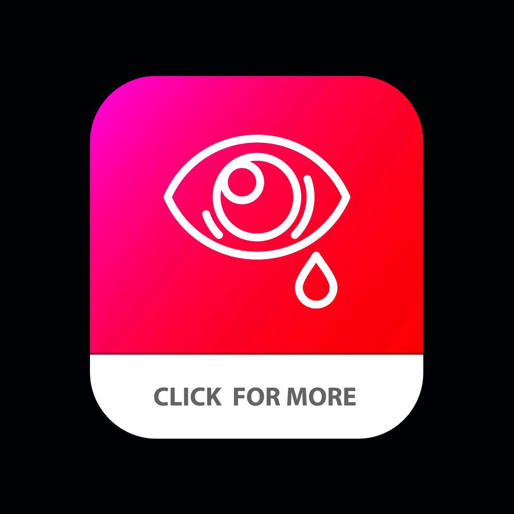 Eye, Droop, Eye, Sad Mobile App Button. Android and IOS Line Version