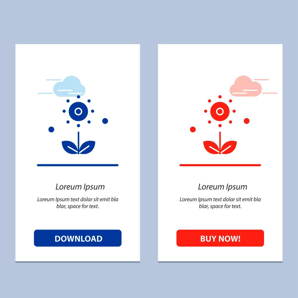 Flora, Floral, Flower, Nature, Spring  Blue and Red Download and Buy Now web Widget Card Template