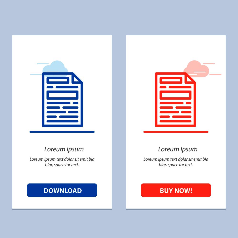 File, Document, Design  Blue and Red Download and Buy Now web Widget Card Template