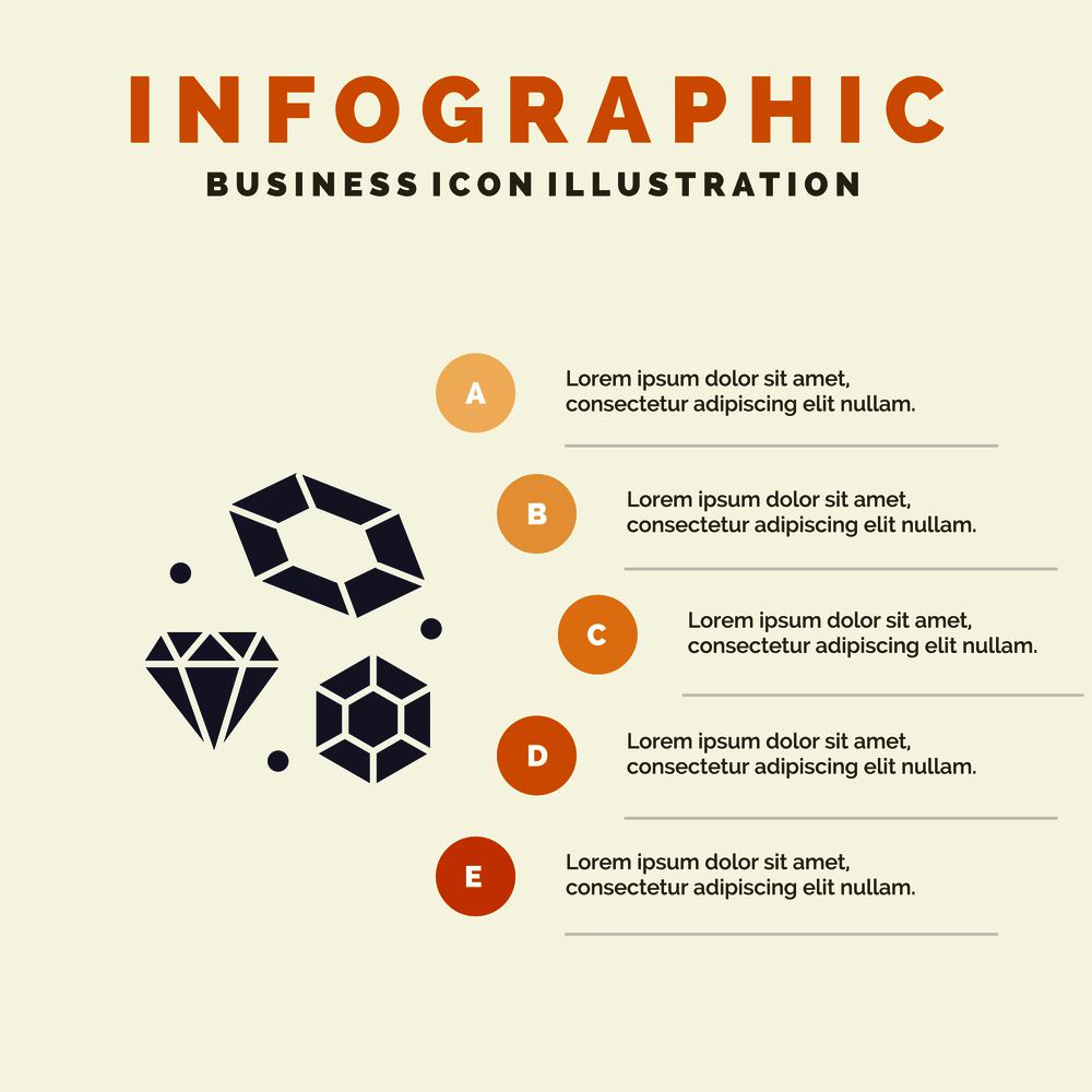Diamond, Love, Heart, Wedding Solid Icon Infographics 5 Steps Presentation Background