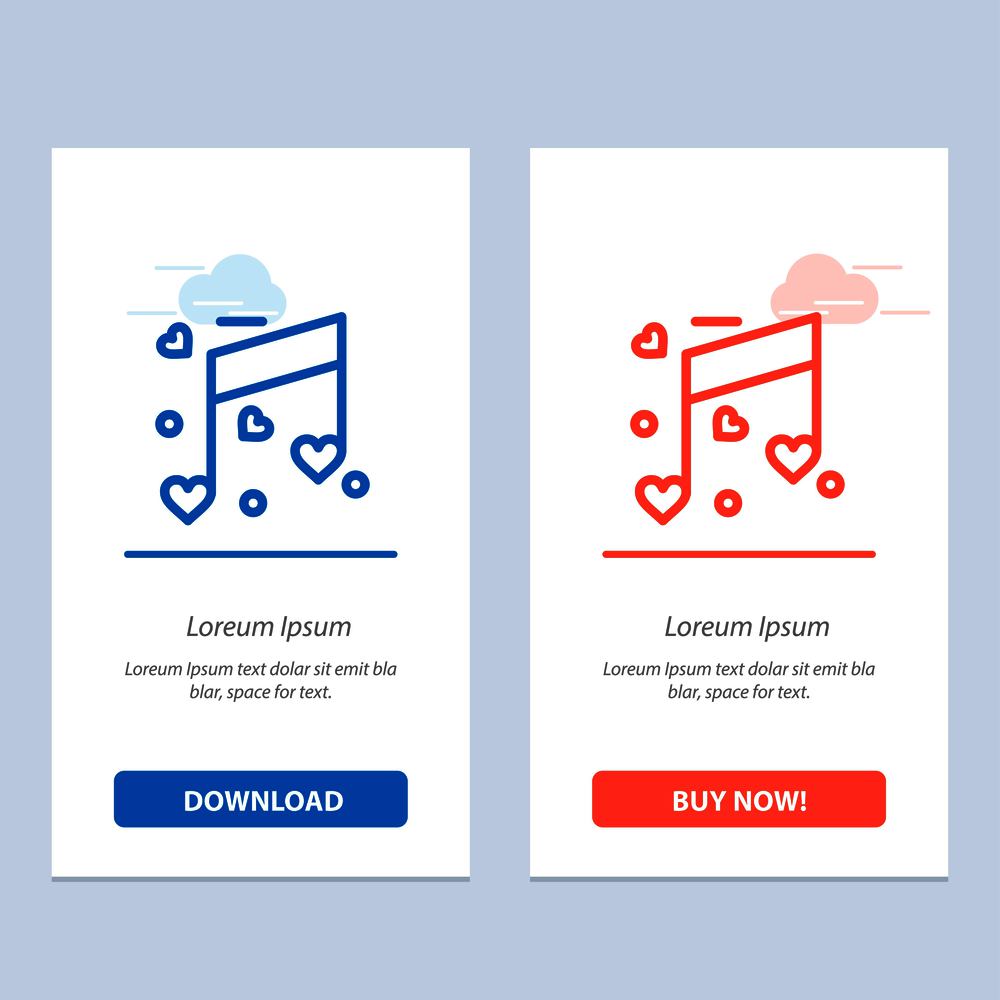 Music, Love, Heart, Wedding  Blue and Red Download and Buy Now web Widget Card Template