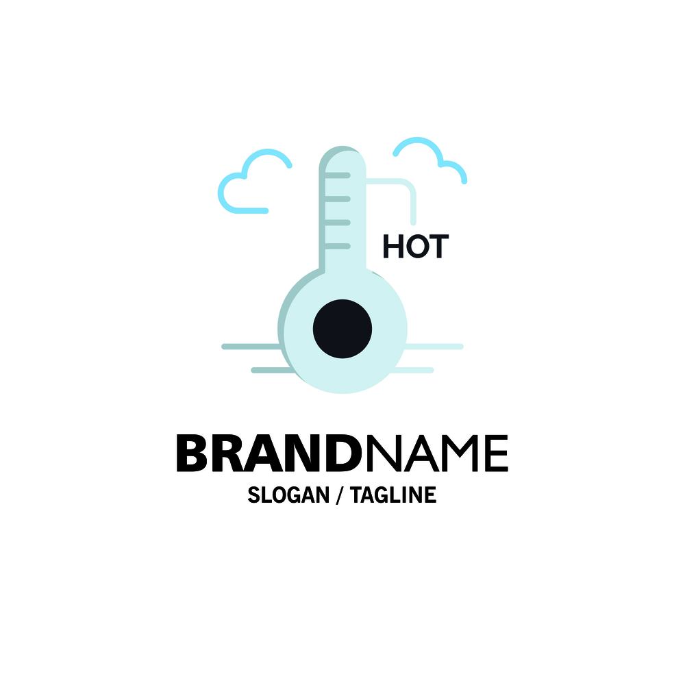 Temperature, Hot, Weather, Update Business Logo Template. Flat Color