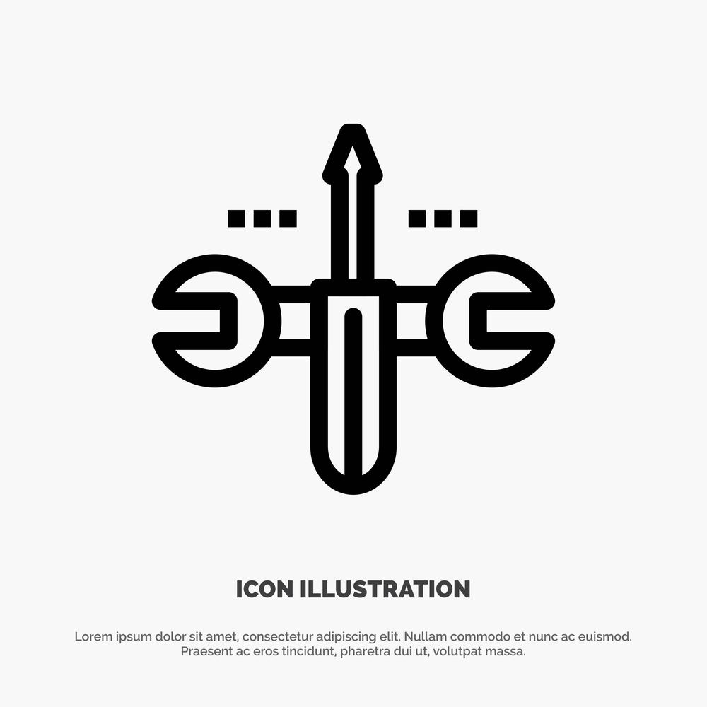Cloud, Computing, Screwdriver, Tooling Vector Line Icon