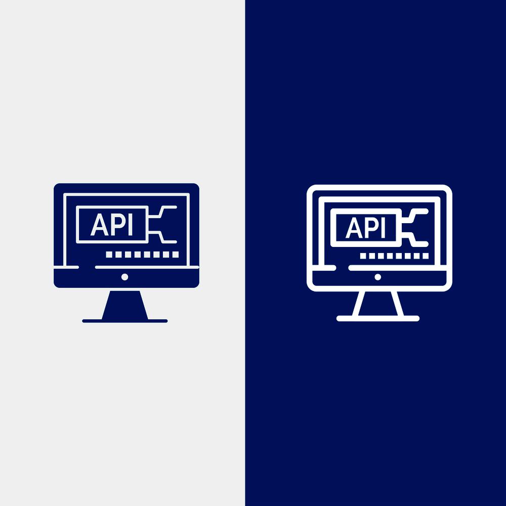 Computer, Code, Coding, Education Line and Glyph Solid icon Blue banner