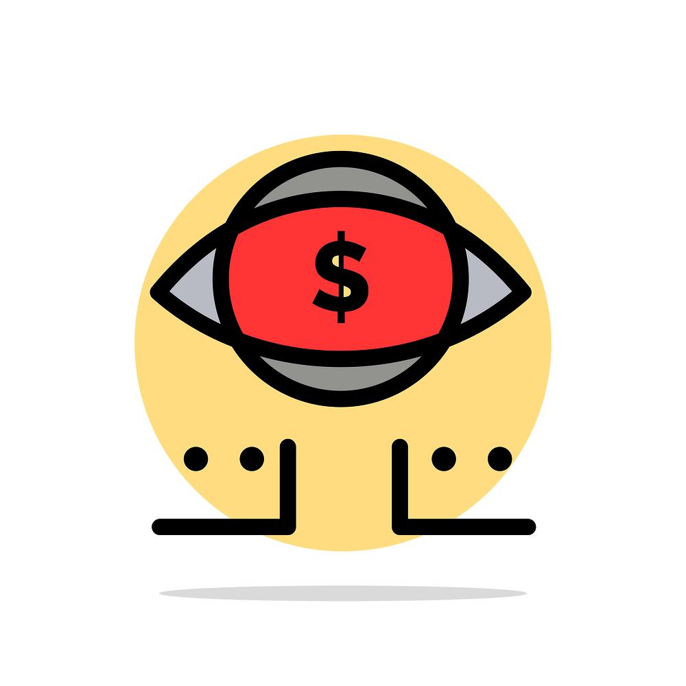Eye, Dollar, Marketing, Digital Abstract Circle Background Flat color Icon