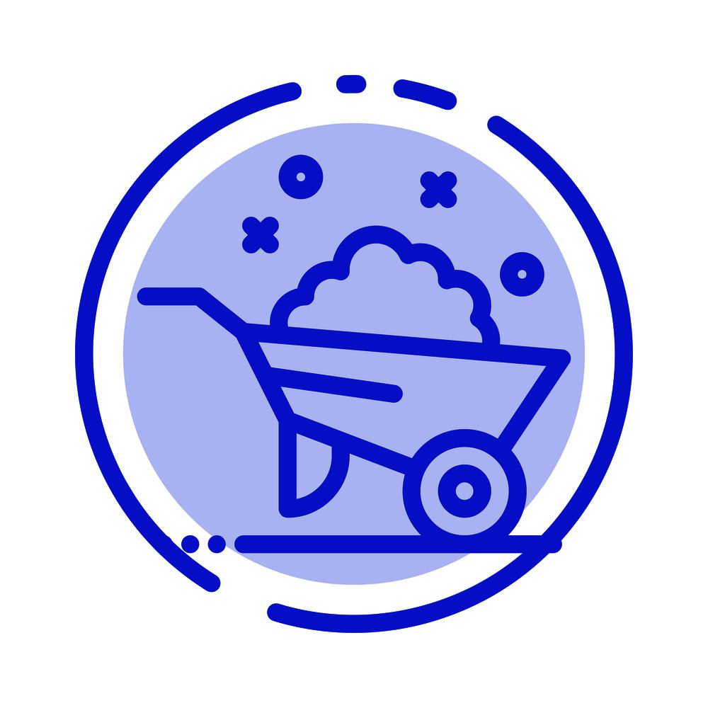 Barrow, Construction, Wheel, Spring Blue Dotted Line Line Icon