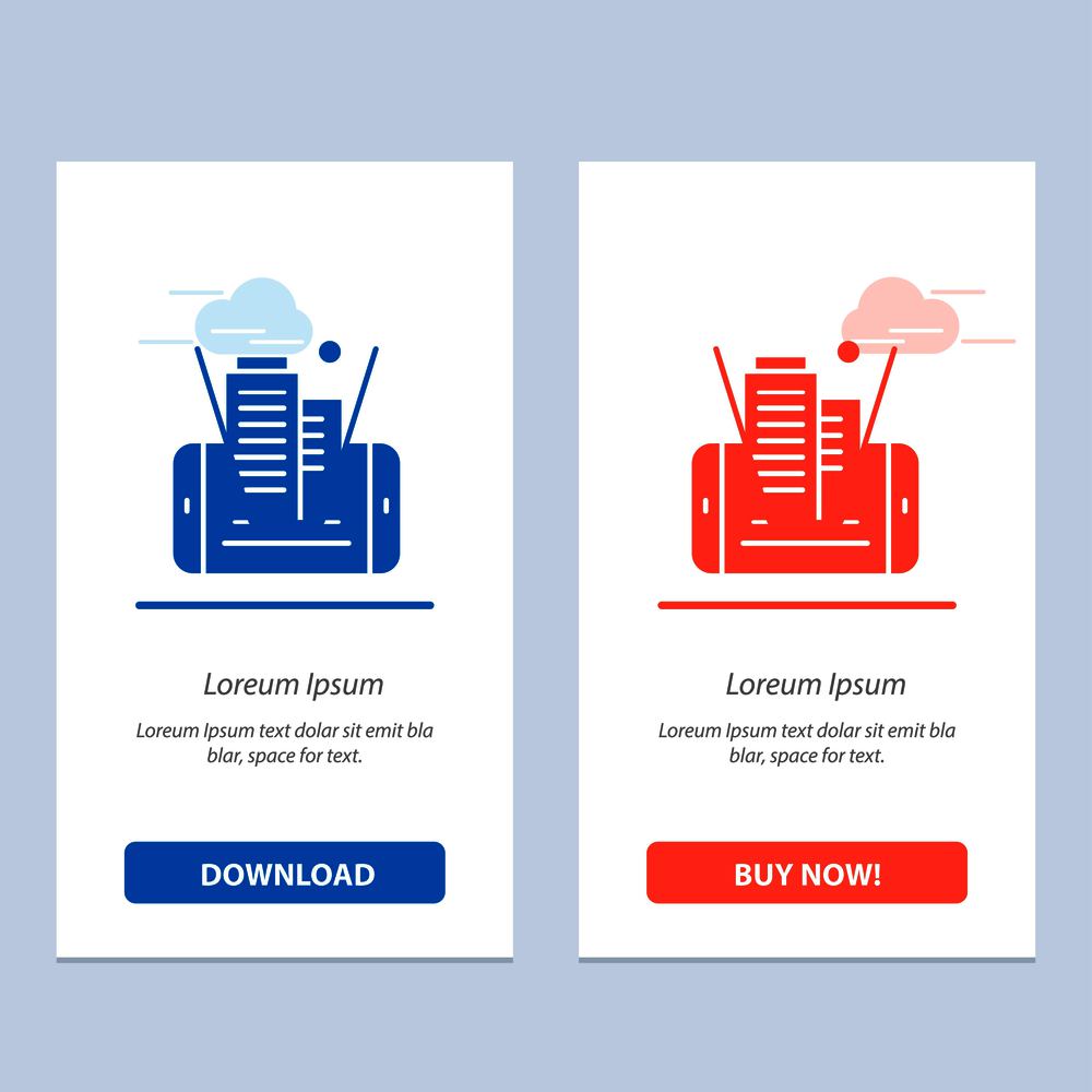 Mobile, Cell, Technology, Building  Blue and Red Download and Buy Now web Widget Card Template