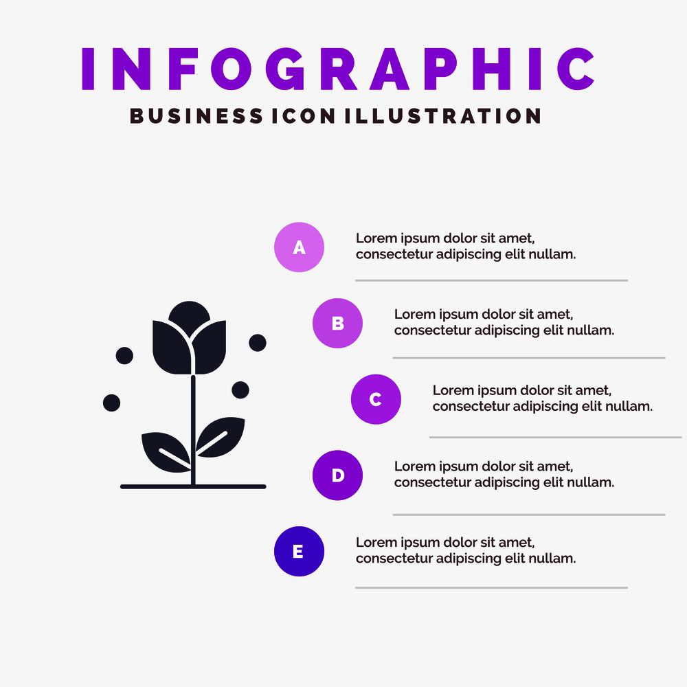 Flora, Floral, Flower, Nature, Spring Solid Icon Infographics 5 Steps Presentation Background
