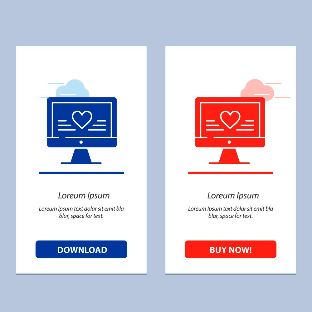 Computer, Love, Heart, Wedding  Blue and Red Download and Buy Now web Widget Card Template