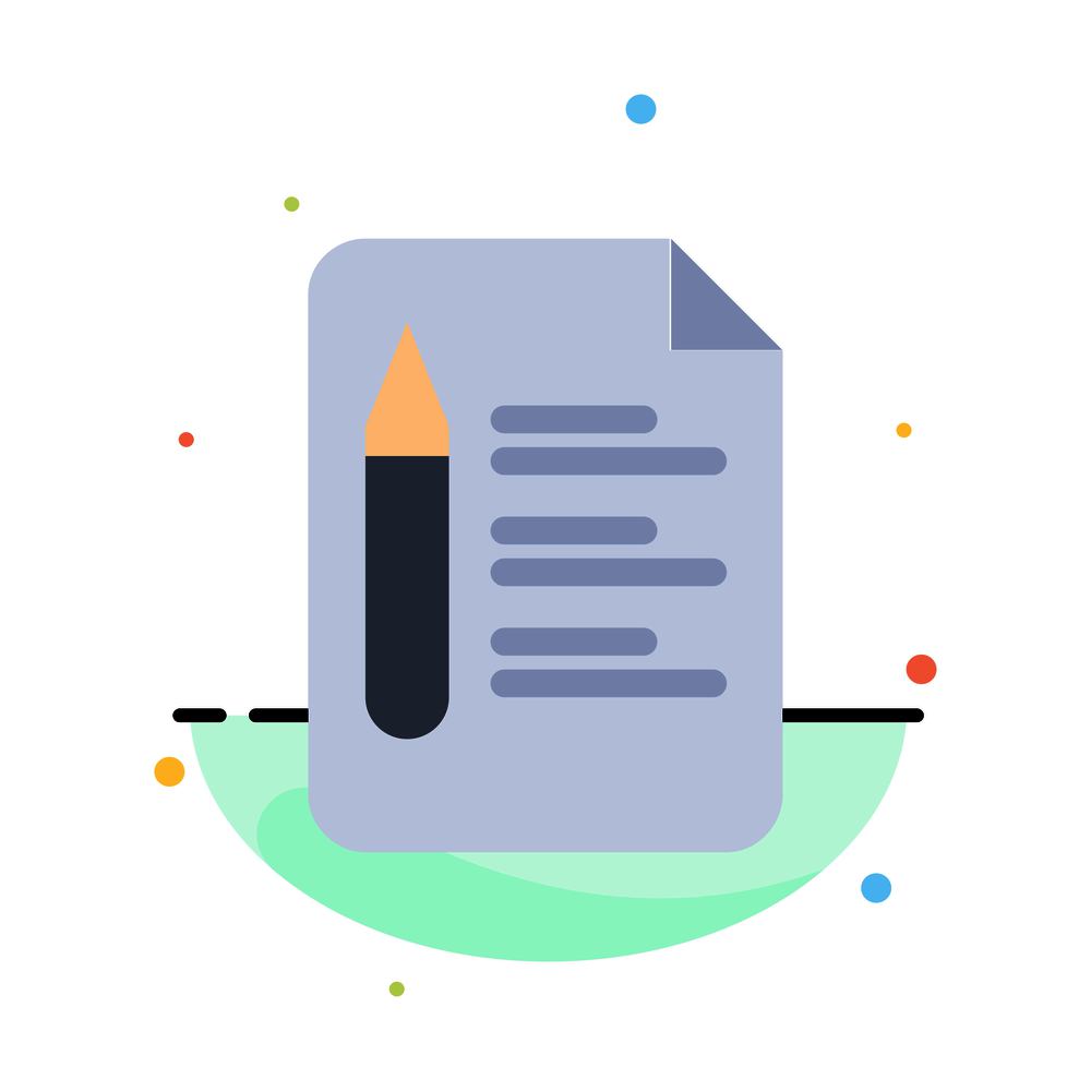 File, Text, Education, Pencil Abstract Flat Color Icon Template