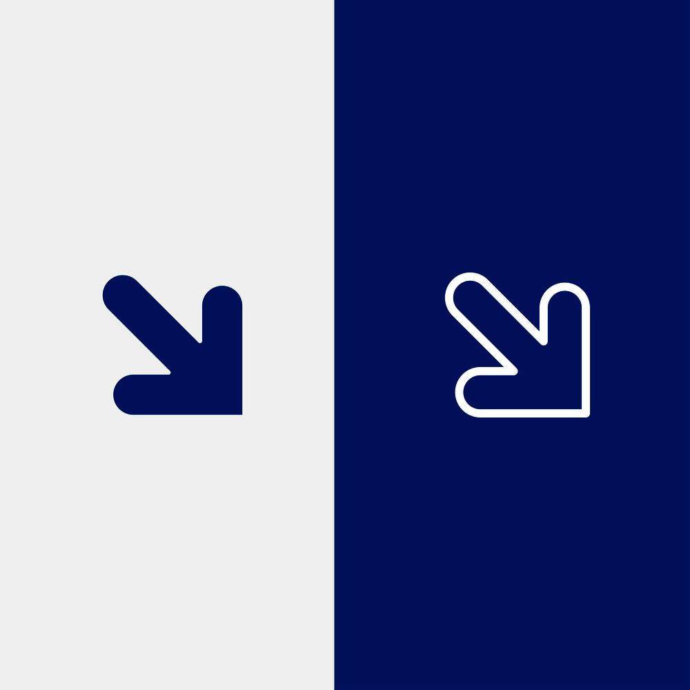 Arrow, Down, Right Line and Glyph Solid icon Blue banner Line and Glyph Solid icon Blue banner