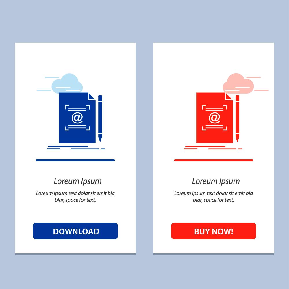 Note, Letter, Text, Mail, Create  Blue and Red Download and Buy Now web Widget Card Template