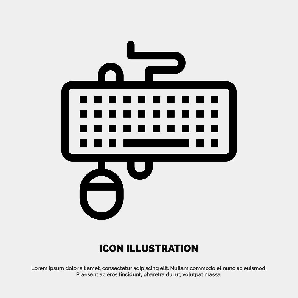 Device, Interface, Keyboard, Mouse, Obsolete Line Icon Vector