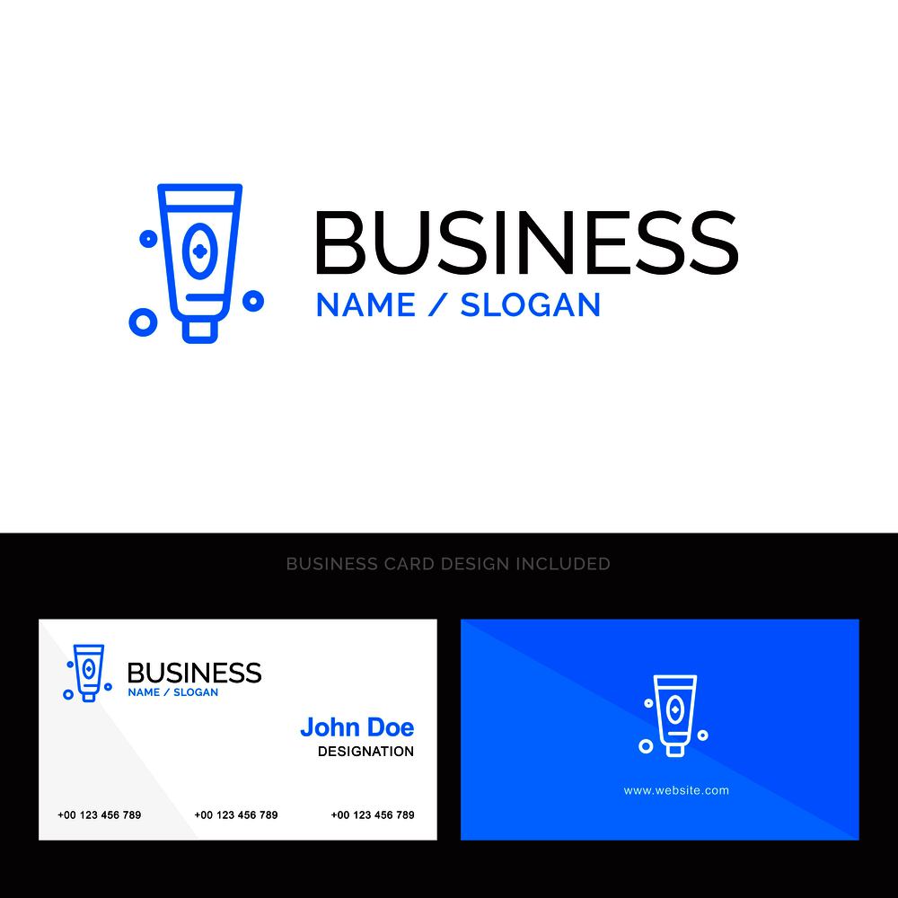 Beauty, Cosmetic, Face, Foam Blue Business logo and Business Card Template. Front and Back Design