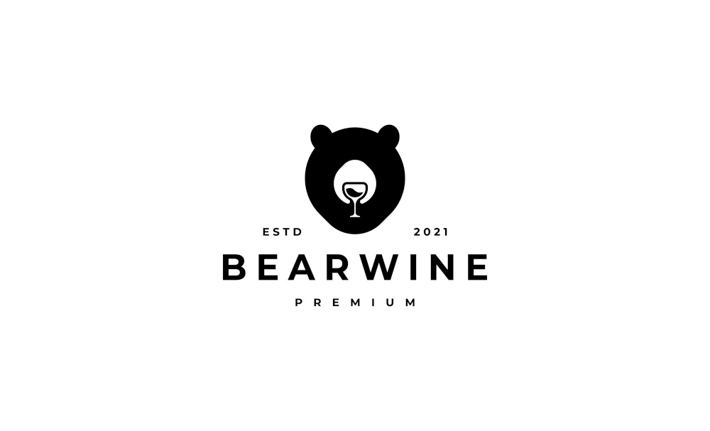 Bear Wine Logo Symbol Vector Design Illustration