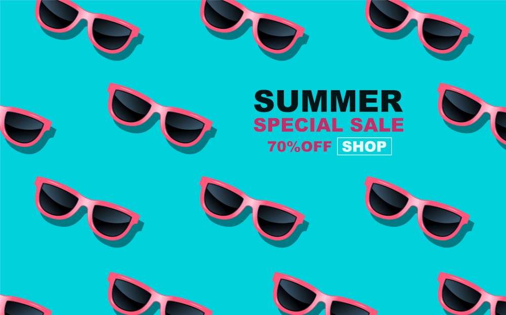 summer time , layout design, Glasses pattern, pop art design, banner template design, vector illustration