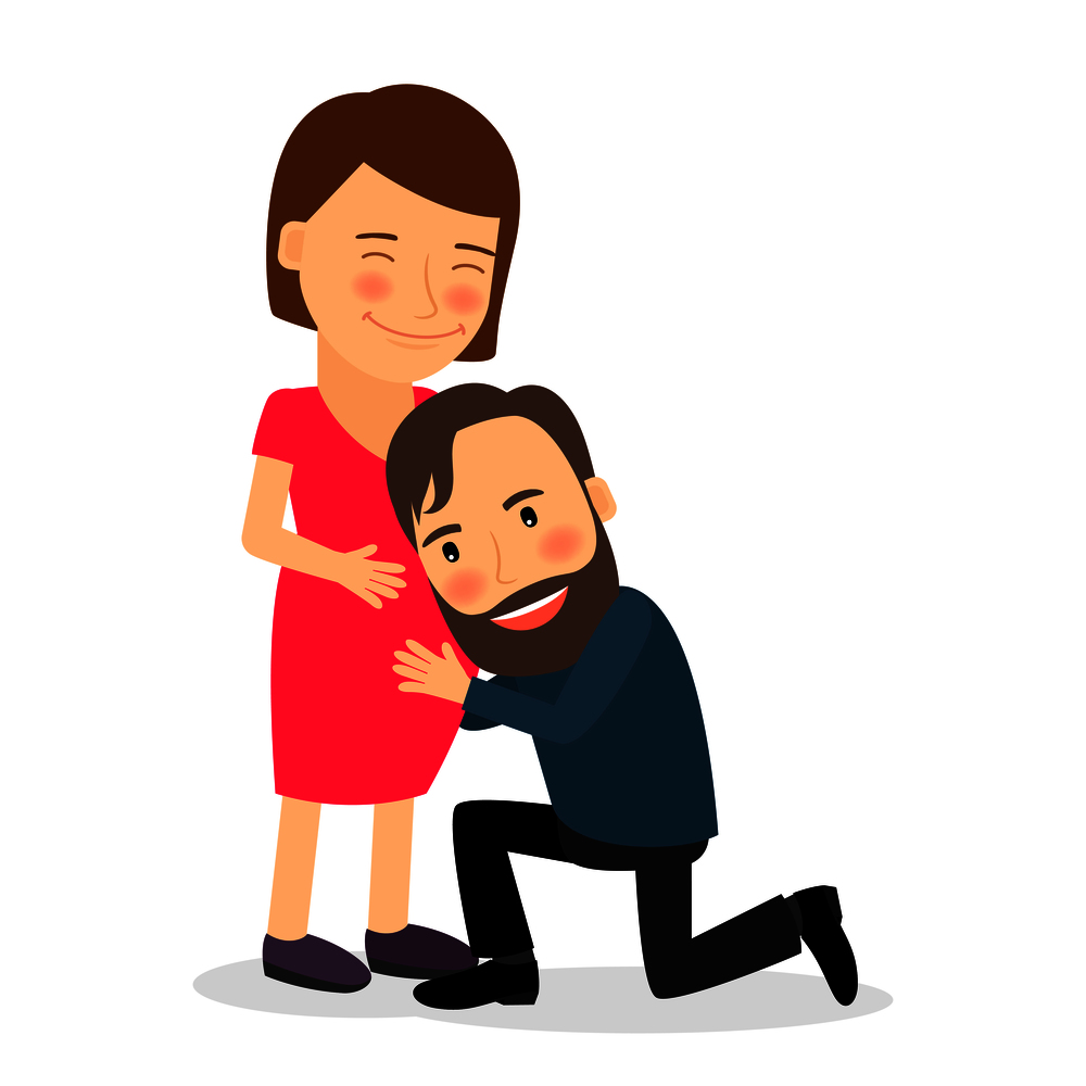 Pregnant woman with man. Pregnancy concept colorful icon on white background. Vector illustration. Pregnant woman with man