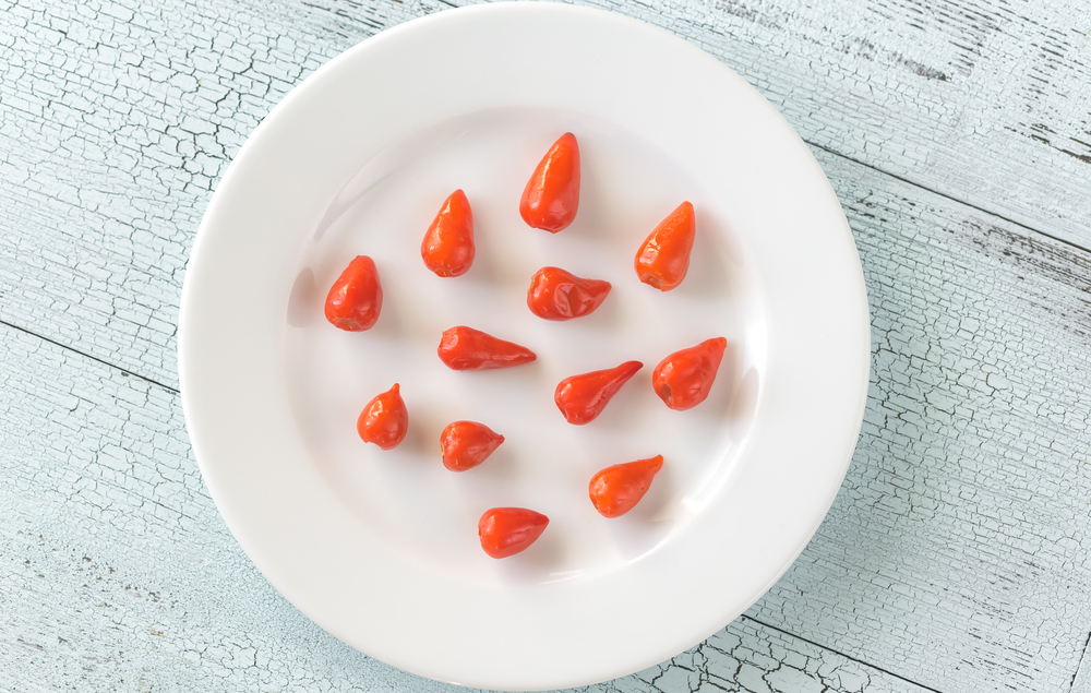 Piri piri peppers on the white plate