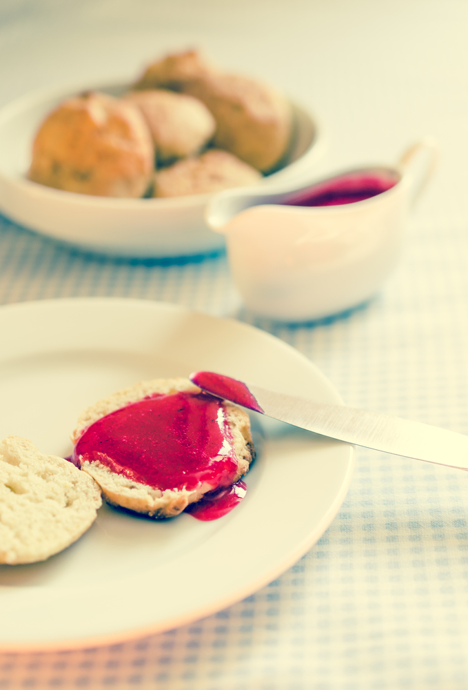 scone with redcurrant jam