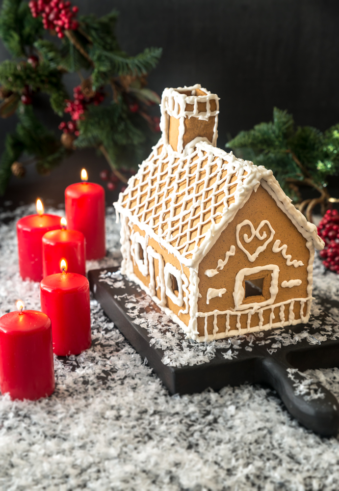 Gingerbread house with Christmas decoration