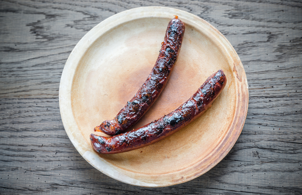 Grilled sausages on the plate
