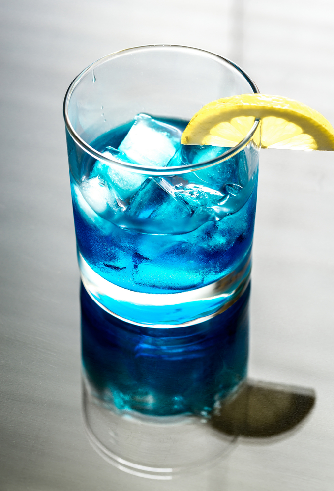 Glass of blue curacao cocktail