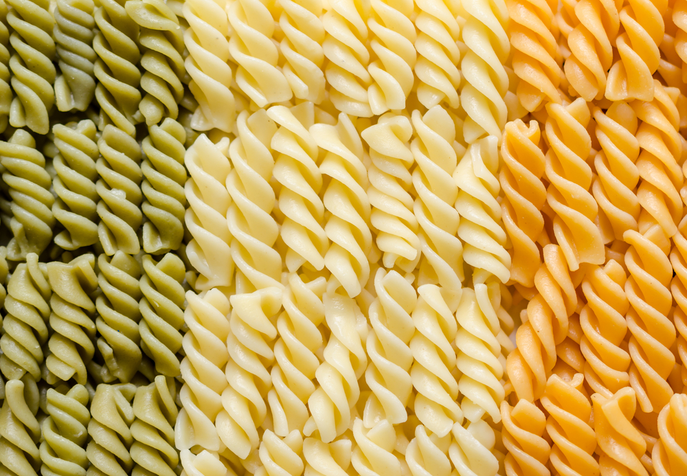 Fusilli pasta italian flag