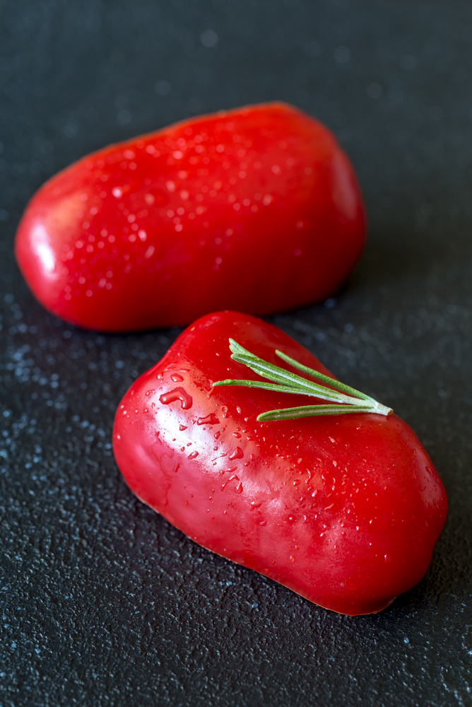 Fresh red bell pepper slices