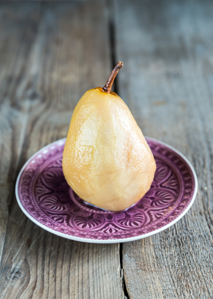 Pear poached in white wine