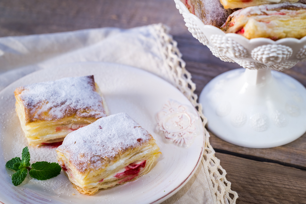 Mille-feuille with fresh cherry