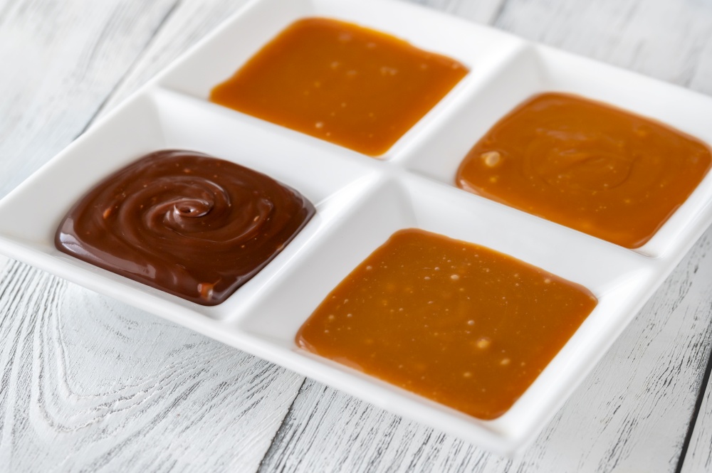 Assortment of caramel with differents kinds of caramel