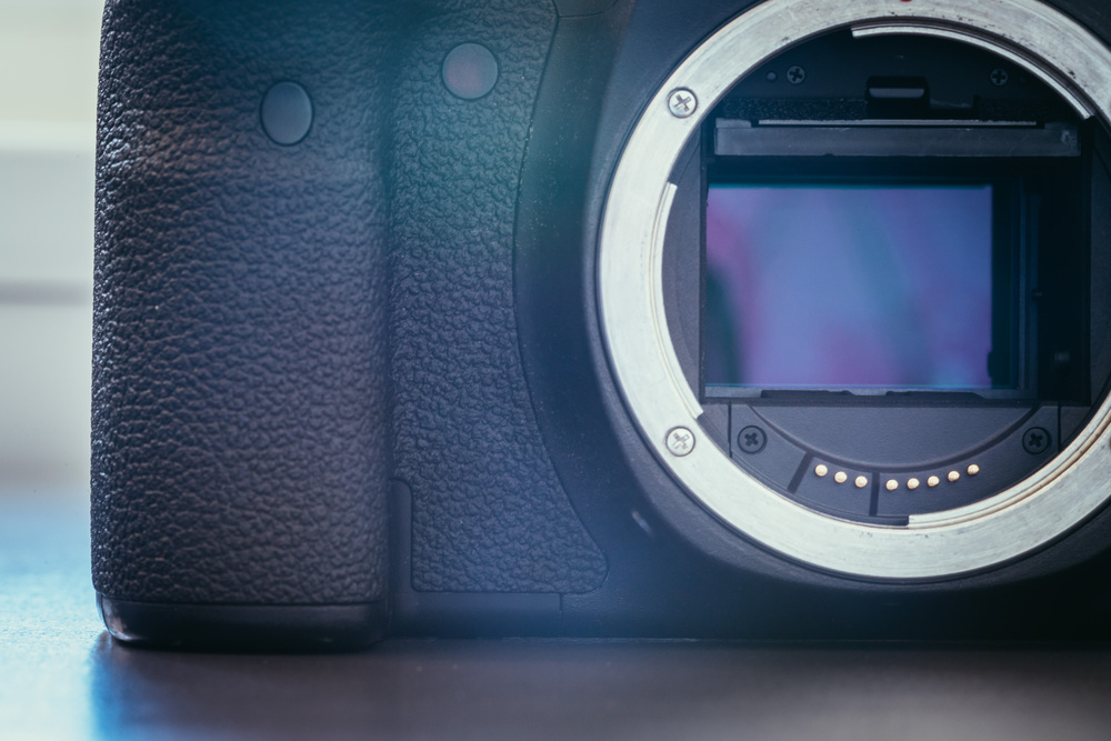 Close up picture of a camera sensor, professional reflex camera