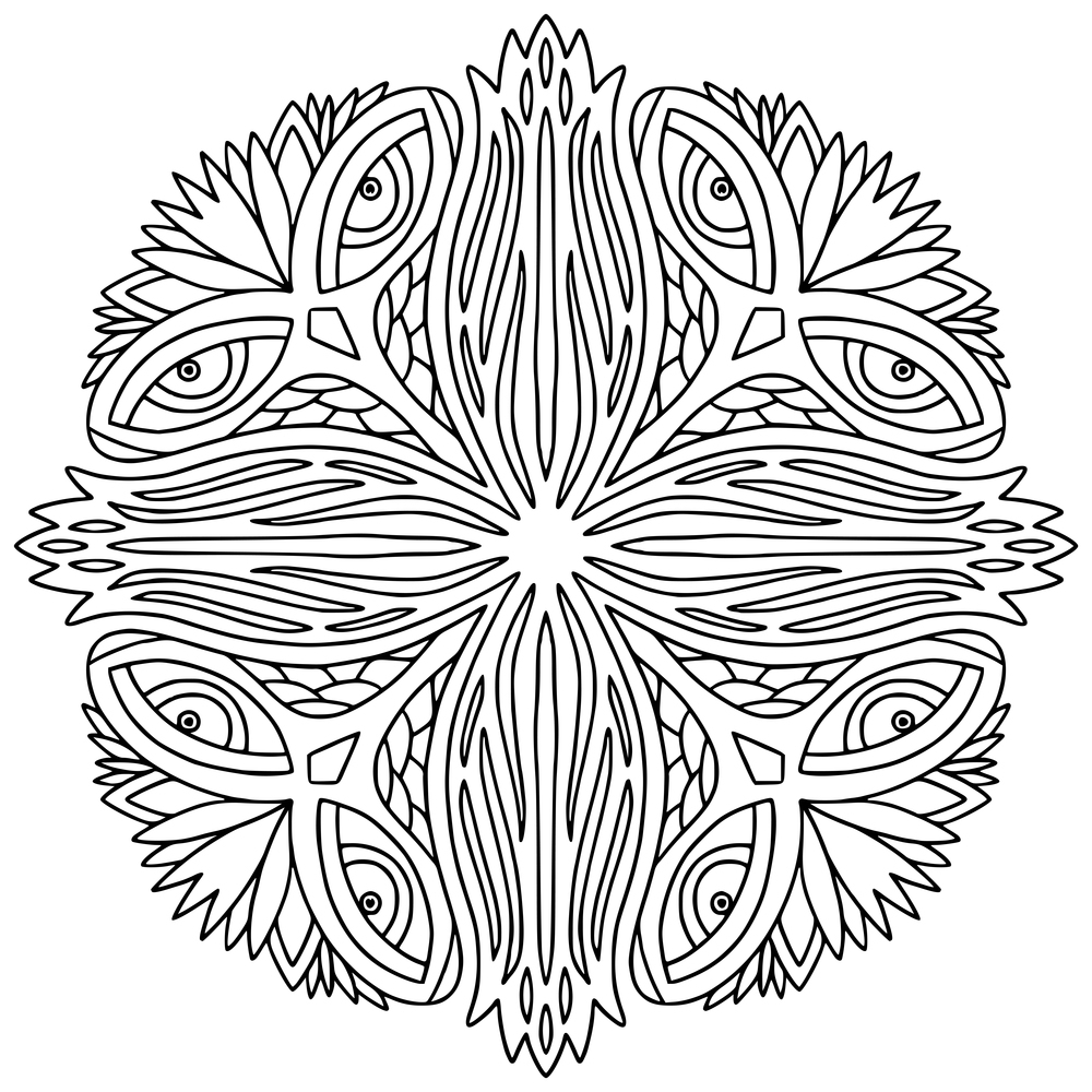Ornamental Mandala in handdrawn vector ornament. Coloring book page. Filigree mandala design. Ornamental Mandala in handdrawn vector ornament. Coloring book page. Filigree mandala design.
