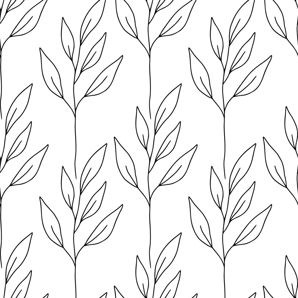 Minimalistic botanic background. Linear leaves seamless pattern. Fabric swatch. Textile and wallpaper design. Minimalistic botanic background. Linear leaves seamless pattern. Fabric swatch