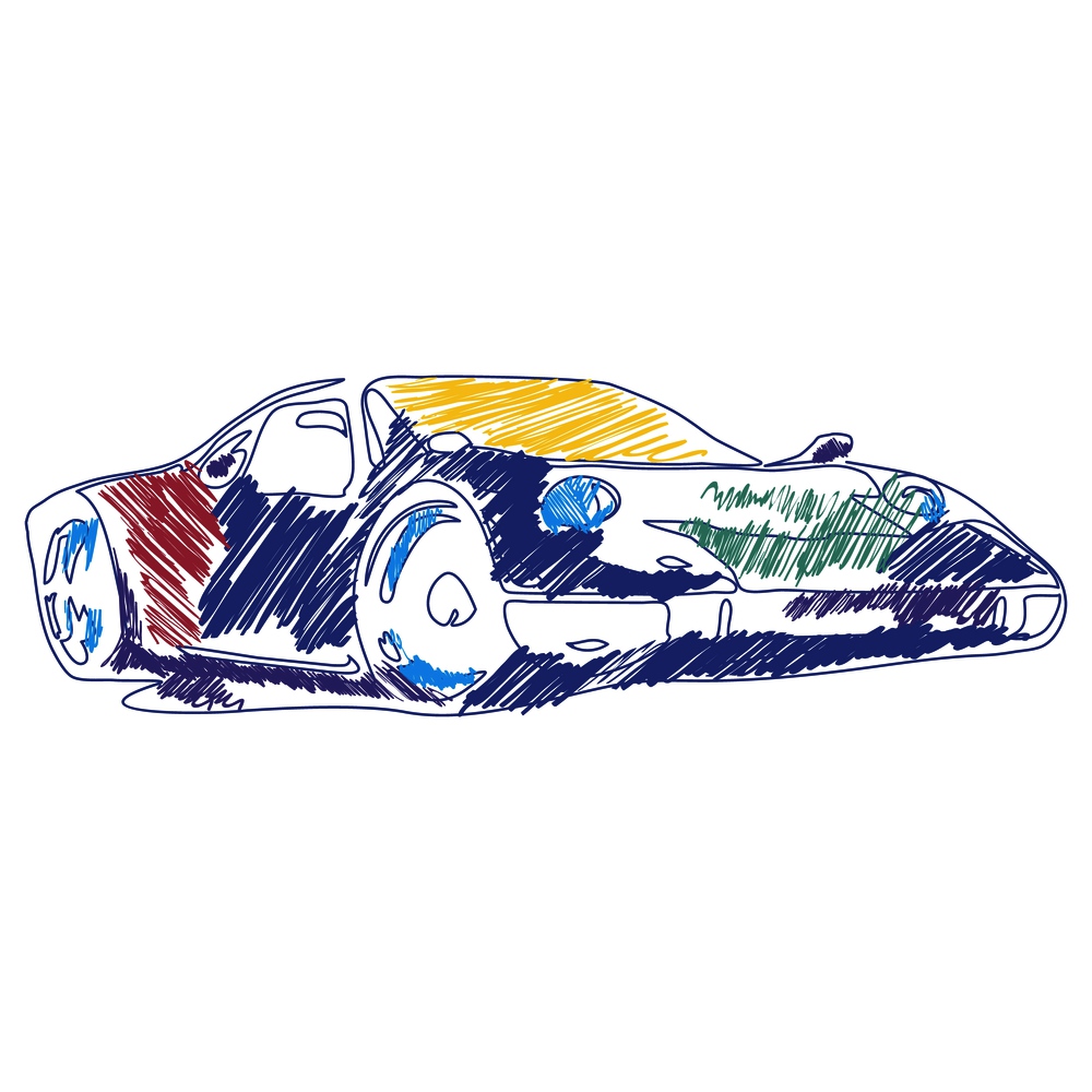 coloring sport car drawing with vector. children&rsquo;s drawing. Perfect for kids