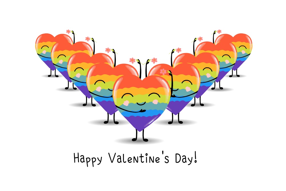 Gay Pride. LGBT concept. Cartoon vector colorful illustration. Valentine&rsquo;s Day. Rainbow heart. Lesbian-gay-bisexual-transgender. Rainbow love concept. Vector illustration. Gay Pride. LGBT concept. Cartoon vector colorful illustration. Valentine&rsquo;s Day. Rainbow heart. Lesbian-gay-bisexual-transgender. Rainbow love concept. Vector illustration.