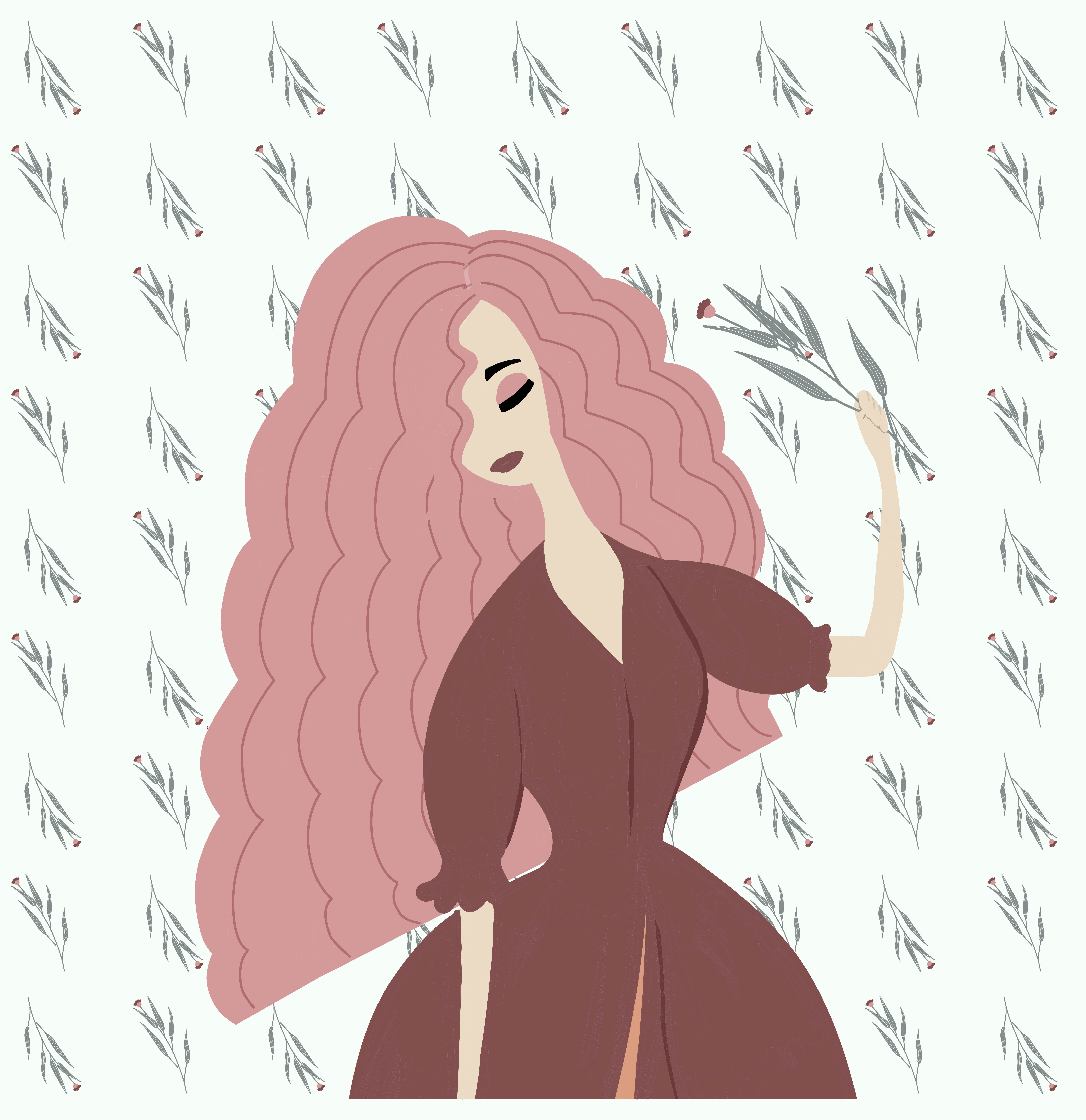 Fashionable trend illustration. drawing portrait of a woman. Wavy curly hair. Avatar.. Fashionable trend illustration. drawing portrait of a woman. Wavy curly hair. Avatar
