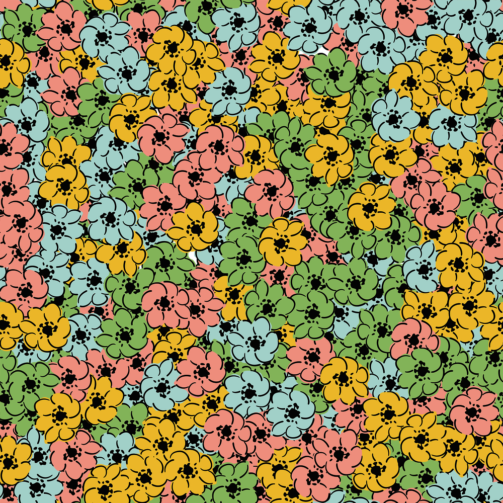 Hand drawn flowers colorful multicolor wallpaper seamless pattern. Beautiful modern floral background