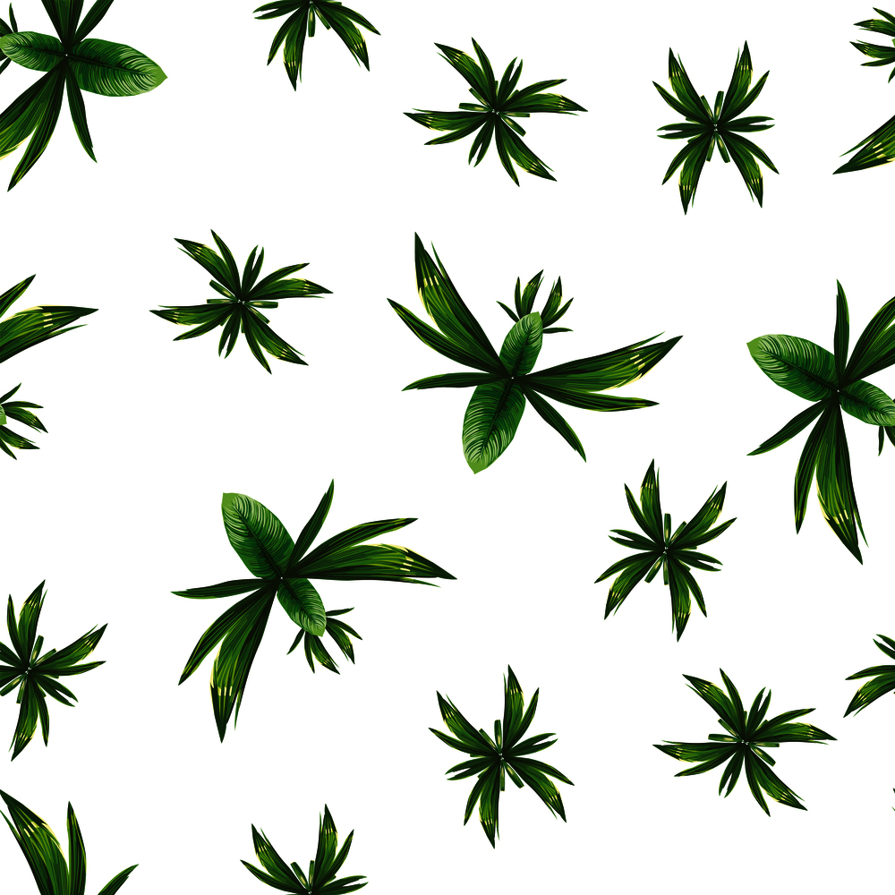 Abstract exotic bugs and birds made of leaves seamless pattern white background