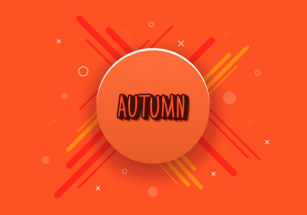 Autumn template. Handwritten lettering with geometric decoration. Element for season design. Vector illustration.