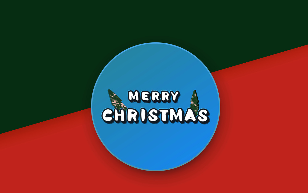 Merry Christmas inscription. Handwritten  lettering  with round badge and Christmas Trees for holiday design. Vector illustration.