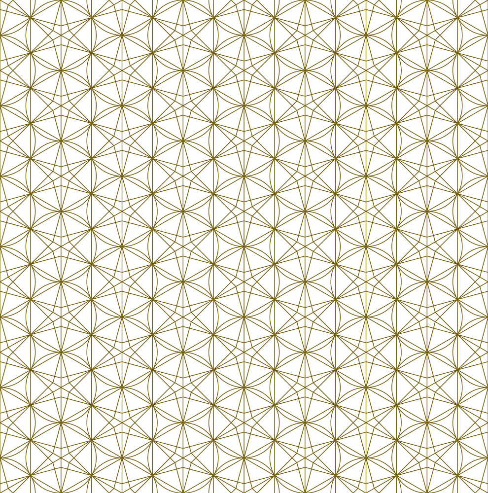 A seamless pattern based on elements of the traditional Japanese craft Kumiko zaiku. Fine lines of brown color.. Seamless traditional Japanese ornament Kumiko.Golden color lines.