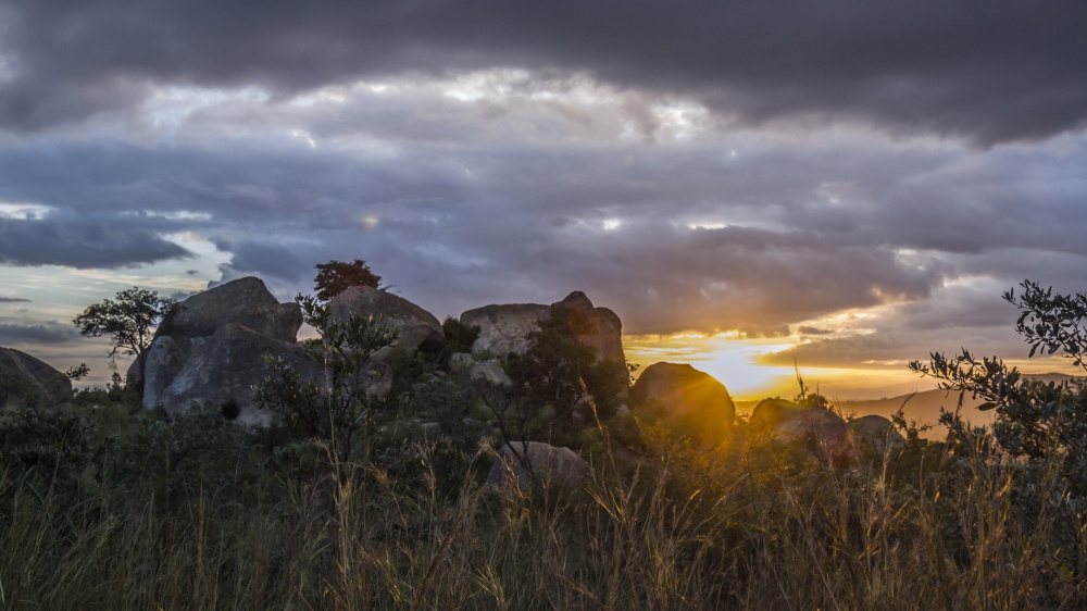 Sunset in boulder scenery n Kruger National park, South Africa. Sunset in Kruger National park, South Africa