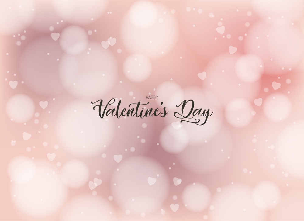 Valentines Day greeting pink bokeh background. Vector illustration