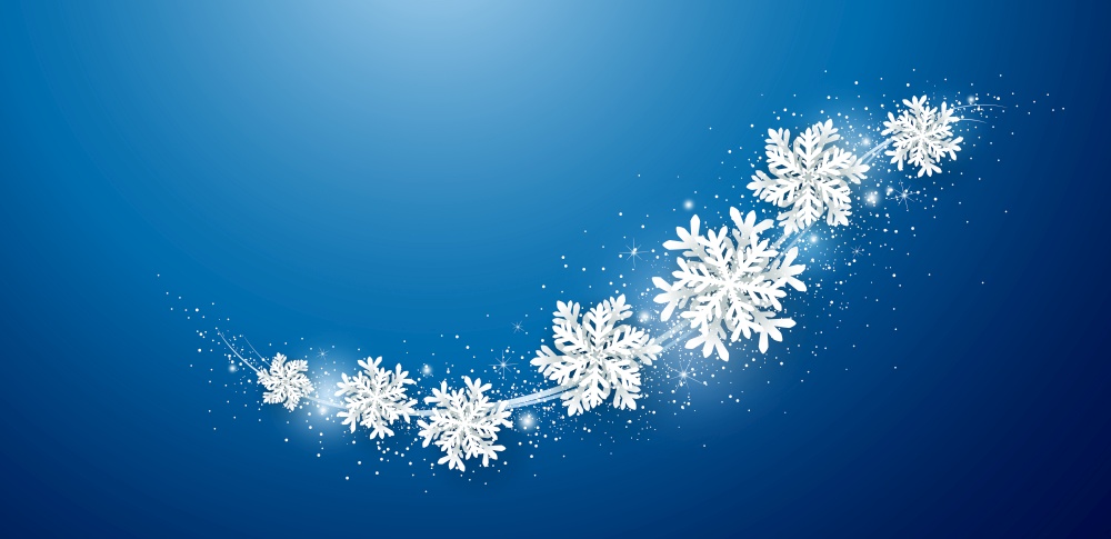 Christmas and winter design of snowflake and snow with lights on blue background vector illustration